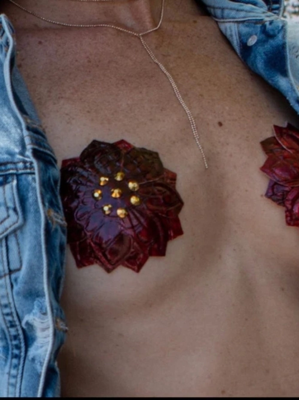 blissidys designer nipple cover  Pasties - Burgundy with Gold Accents (morroco)